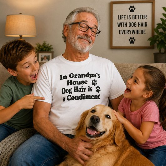 おじいちゃんの家犬の毛調味料面白い犬のギフト Tシャツ