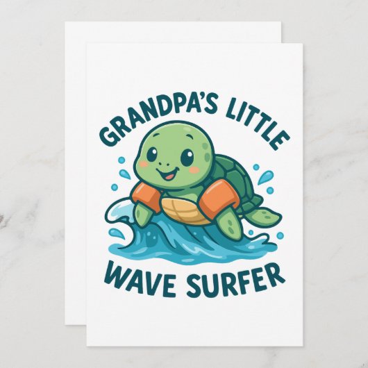 おじいちゃんの小さな波乗りサーファーカメ 招待状 (正面/裏面)