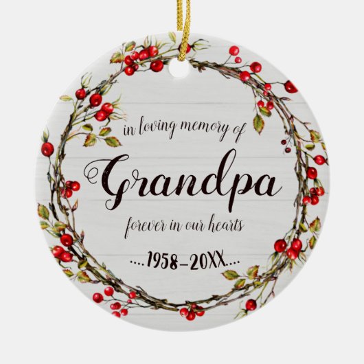 おじいちゃんの思い出を愛素朴しリース記念 セラミックオーナメント (正面)