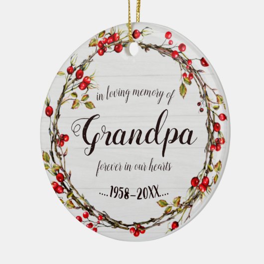 おじいちゃんの思い出を愛素朴しリース記念 セラミックオーナメント (左)