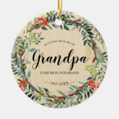 おじいちゃんの思い出を愛素朴しリース記念 セラミックオーナメント (正面)