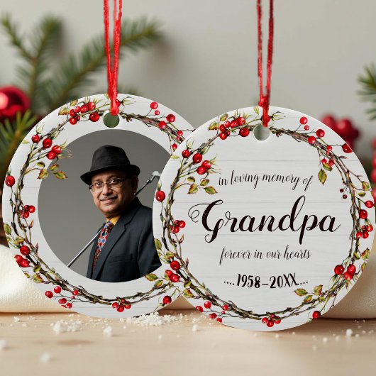 おじいちゃんの思い出を愛素朴しリース記念 セラミックオーナメント