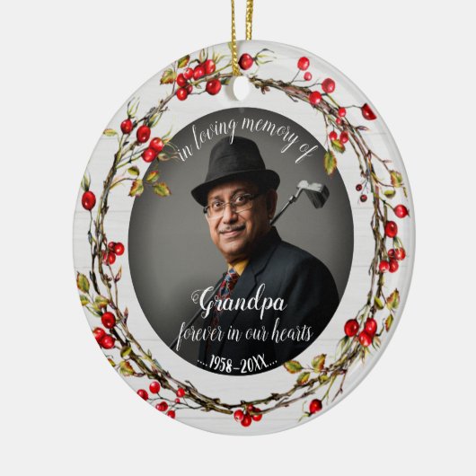 おじいちゃんの思い出を愛素朴しリース記念 セラミックオーナメント (左)
