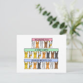 おじいちゃんの日かわいい漫画の猫たち ポストカード (スタンド正面)