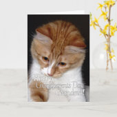 おじいちゃんの日、おばあちゃんかわいい猫 カード (黄色い花)