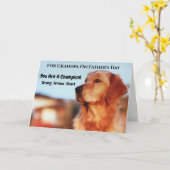 おじいちゃんの父の日ゴールデンレトリバーのカード カード (黄色い花)