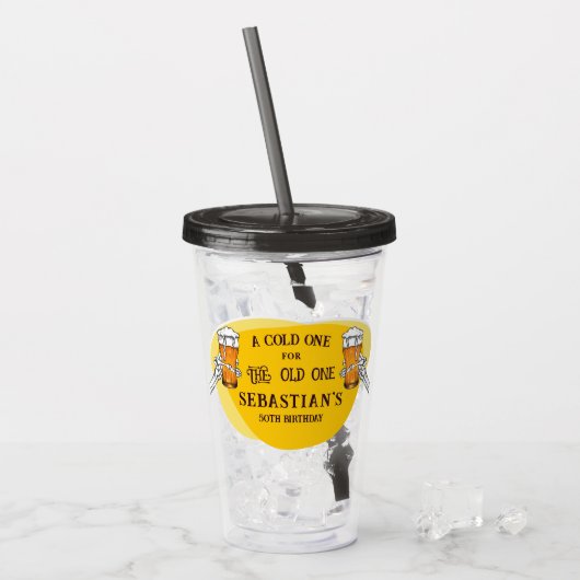 おじいちゃんの誕生日に冷たいビールを Skeleton A Cold One For The Old アクリルタンブラー (アイス正面)