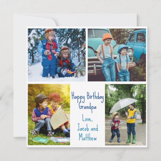 おじいちゃんの誕生日 孫たちの写真コラージュカード (正面)