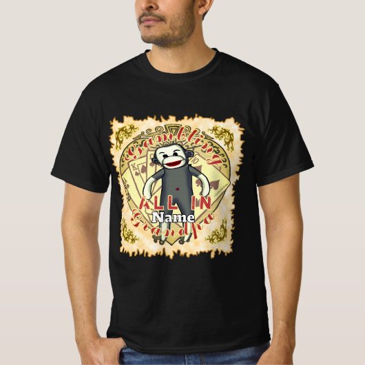 おじいちゃんの靴下のサル ポーカー Tシャツ (正面)