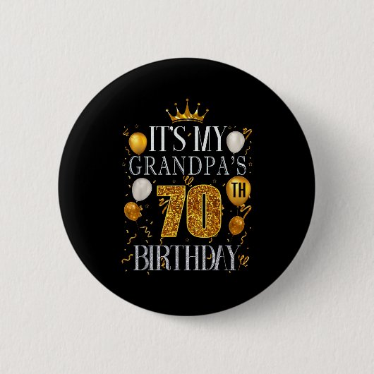 おじいちゃんの70歳の誕生日おめでとう 70年 缶バッジ (正面)