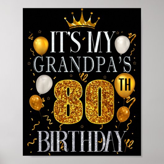 おじいちゃんの80歳の誕生日 おめでとう 80年 ポスター (正面)