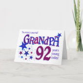 おじいちゃんの92番目の誕生日、スターズカード付きワードアート シーズンカード (正面)