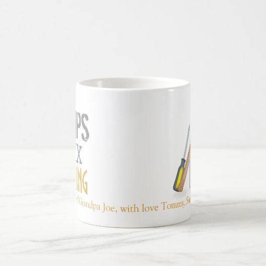 おじいちゃんは何でもかわいお洒落いタイポグラフィ コーヒーマグカップ (中央)