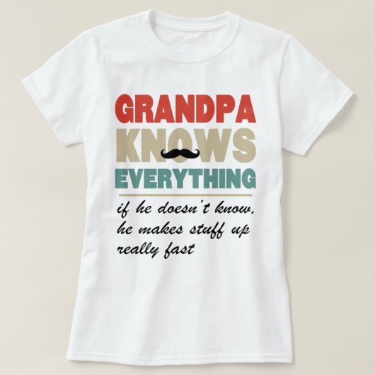おじいちゃんは何でも知っている Tシャツ (デザイン正面)