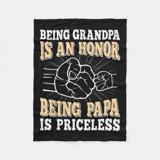 おじいちゃんは名誉であるパパは高価なパパFaである フリースブランケット (正面)