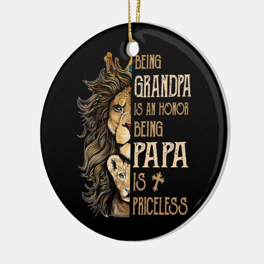 おじいちゃんは名誉でパパは高価だ セラミックオーナメント (左)