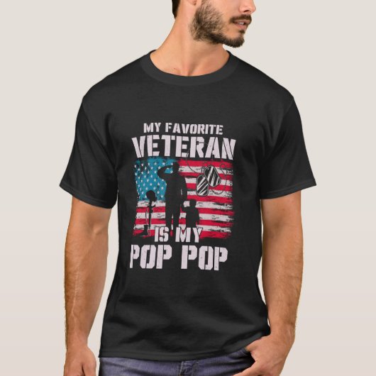 おじいちゃんは最高の退役軍人 アメリカ国旗 フラッグ Tシャツ (正面)