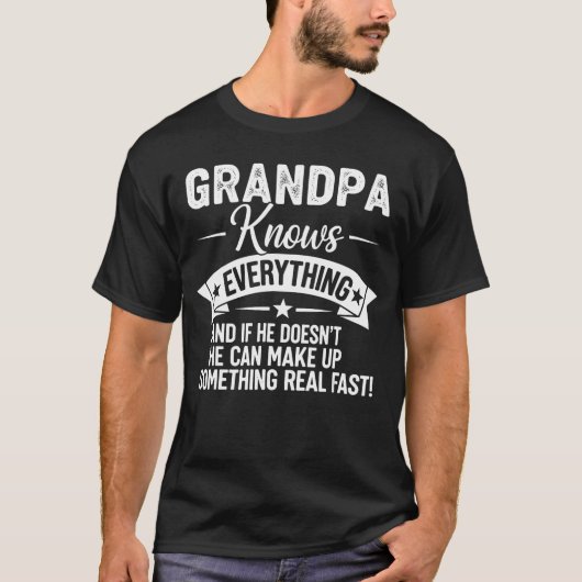 おじいちゃんは知ってるよ もし知らなくても面白い F Tシャツ (正面)