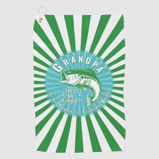 「おじいちゃんは私の魚釣りバディ」 ゴルフタオル (正面)