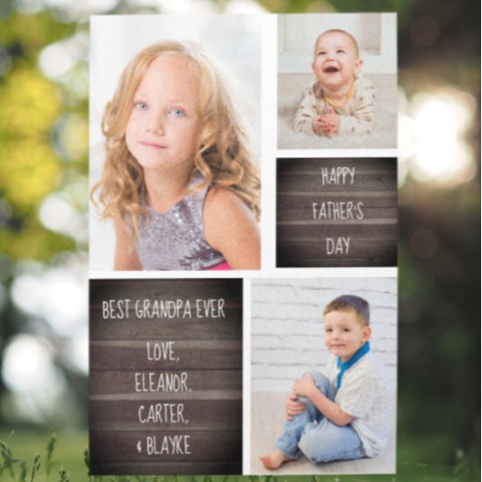 おじいちゃんへの現代的な写真コラージュの父の日カード 招待状