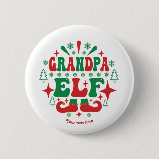 おじいちゃんエルフ クリスマス フェスティバル ホリデー 缶バッジ (正面)