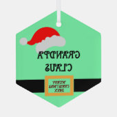 "おじいちゃんクロース"プリントパーソナライズされたおじいちゃん ガラスオーナメント (裏面)