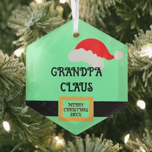 "おじいちゃんクロース"プリントパーソナライズされたおじいちゃん ガラスオーナメント (インサイチュ)