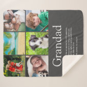 おじいちゃんグランドパパ定義6フォトグレー シェルパブランケット (正面(横))