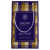 おじいちゃんスタイルのチェック柄 スノー コジー ウィンター ウェディング シャワー スモールペーパーバッグ (正面)