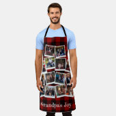 おじいちゃんズジョイフォトコラージュバッファロー素朴プレイド エプロン (着用した状態)