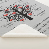 おじいちゃんツリー(ハート)黒/灰色10の名前と日付 シェルパブランケット (3/4)