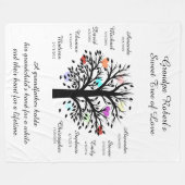 おじいちゃんツリー(ハート)黒/白10の名前と日付 フリースブランケット (正面(横))