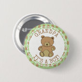 おじいちゃんテディベアその男の子ボタン 缶バッジ (正面&裏面)