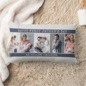 おじいちゃんファースト・ファーザーデー – 5フォトコラージュカスタム ランバークッション (ブランケット)