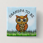 おじいちゃんフクロウ赤ちゃんシャワー 缶バッジ (正面)