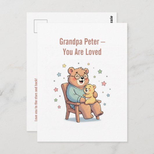 おじいちゃんベアグリーティングカード ポストカード (正面/裏面)