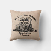 おじいちゃん名を追加する愛するおじいちゃん蒸気列車 クッション (裏面)