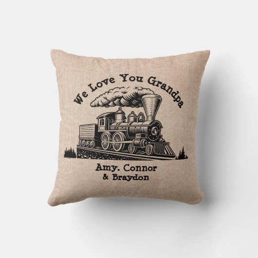 おじいちゃん名を追加する愛するおじいちゃん蒸気列車 クッション (裏面)