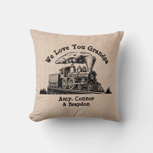 おじいちゃん名を追加する愛するおじいちゃん蒸気列車 クッション (正面)