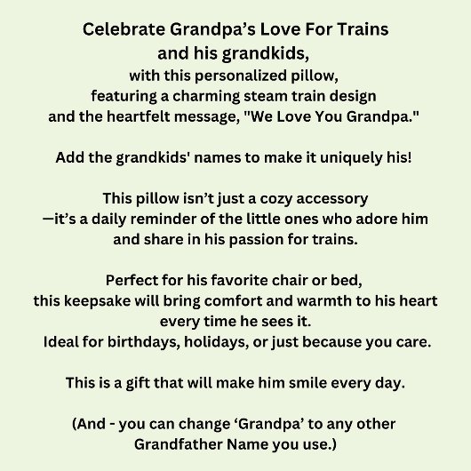 おじいちゃん名を追加する愛するおじいちゃん蒸気列車 クッション