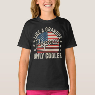 おじいちゃん専用クールアメリカ国旗の女の子 Tシャツ