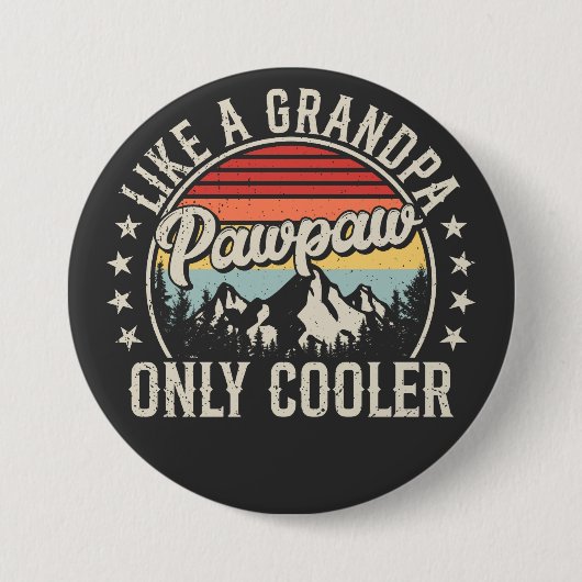 おじいちゃん専用クールレトロラウンドのような歩く 缶バッジ (正面)