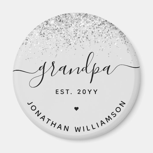 おじいちゃん就任 グリッターコンフェッティ オーダーメイド おじいちゃんギフト マグネット (正面)