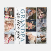 おじいちゃん愛してるフォトコラージュ フリースブランケット (正面(横))