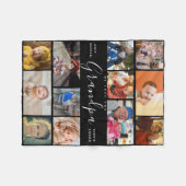 おじいちゃん愛してる | モダンハート写真のコラージュ フリースブランケット (正面(横))