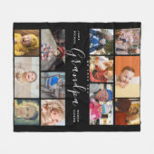 おじいちゃん愛してる | モダンハート写真のコラージュ フリースブランケット (正面(横))