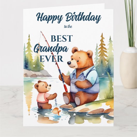 おじいちゃん最高のは常に贈り物かわいいフィッシャーtedbear カード (正面)