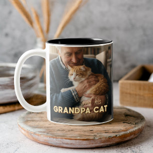 おじいちゃん猫の名入れフォトマグカップ ツートーンマグカップ