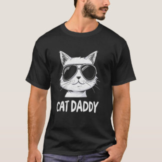 おじいちゃん猫パパのビンテージ風おもしろ猫サングラス 太っちょ Tシャツ