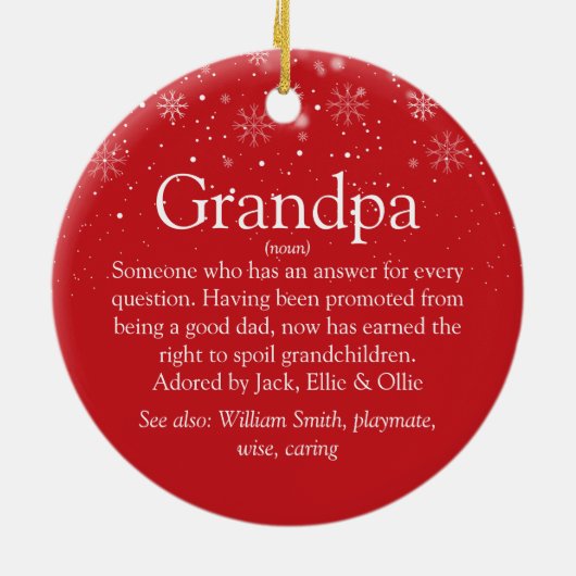 おじいちゃん祖父パパ定義クリスマス セラミックオーナメント (裏面)